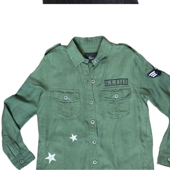 Rails army green button-down jacket with patches - Picture 5 of 5